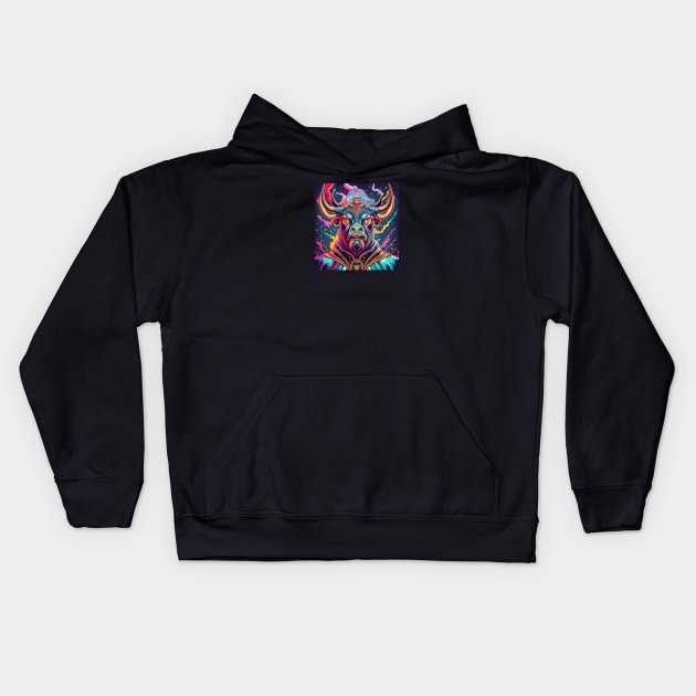 King Bull Lord of the Demons Kids Hoodie by joolsd1@gmail.com